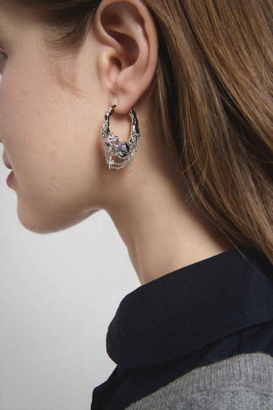 Y2K Grunge Earring Nana Punk Earrings Goth Hoop Earrings Grunge Statement Earrings Cyber Goth Rococo Aesthetic Gift for Her, Holiday Gift