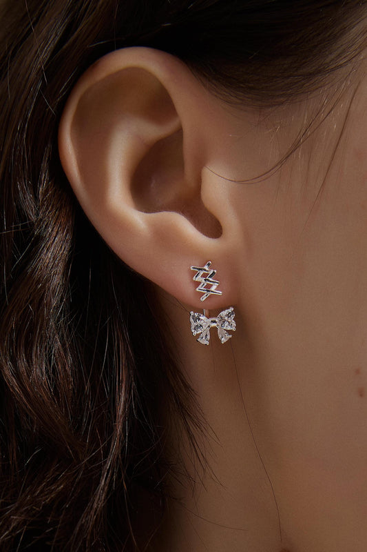 Y2K Shoujo Bow Earrings Coquette Earrings Lace Up Romantic Ribbon Jewelry Wedding Bridesmaid Studs Fairy French Jewelry Princess Indie