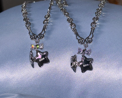 Y2k Star Locket Necklace Dreamcore Shoujo Coquette Bow Necklace Choker Angel Wings Nana Anime Accessories Indie Alternative Jewelry