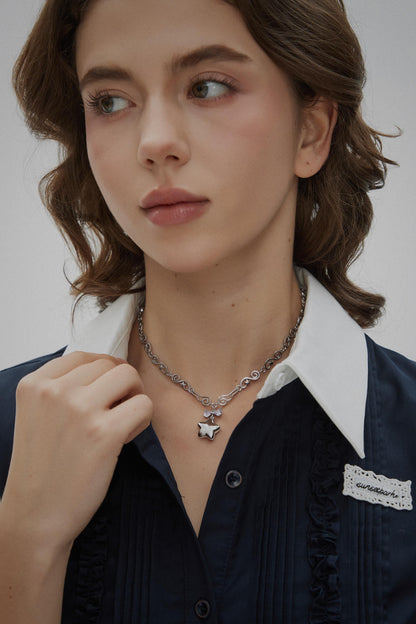 Y2k Star Locket Necklace Dreamcore Shoujo Coquette Bow Necklace Choker Angel Wings Nana Anime Accessories Indie Alternative Jewelry