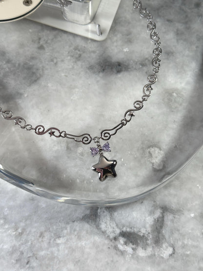 Y2k Star Locket Necklace Dreamcore Shoujo Coquette Bow Necklace Choker Angel Wings Nana Anime Accessories Indie Alternative Jewelry