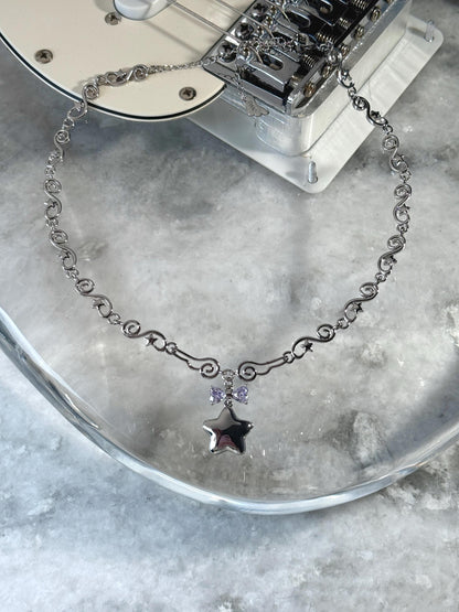 Y2k Star Locket Necklace Dreamcore Shoujo Coquette Bow Necklace Choker Angel Wings Nana Anime Accessories Indie Alternative Jewelry