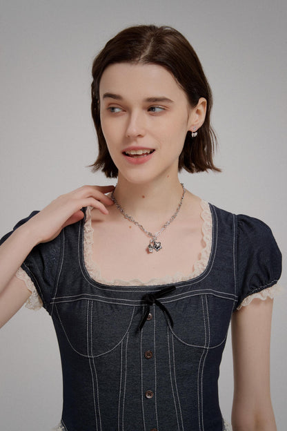 Y2k Star Locket Necklace Dreamcore Shoujo Coquette Bow Necklace Choker Angel Wings Nana Anime Accessories Indie Alternative Jewelry