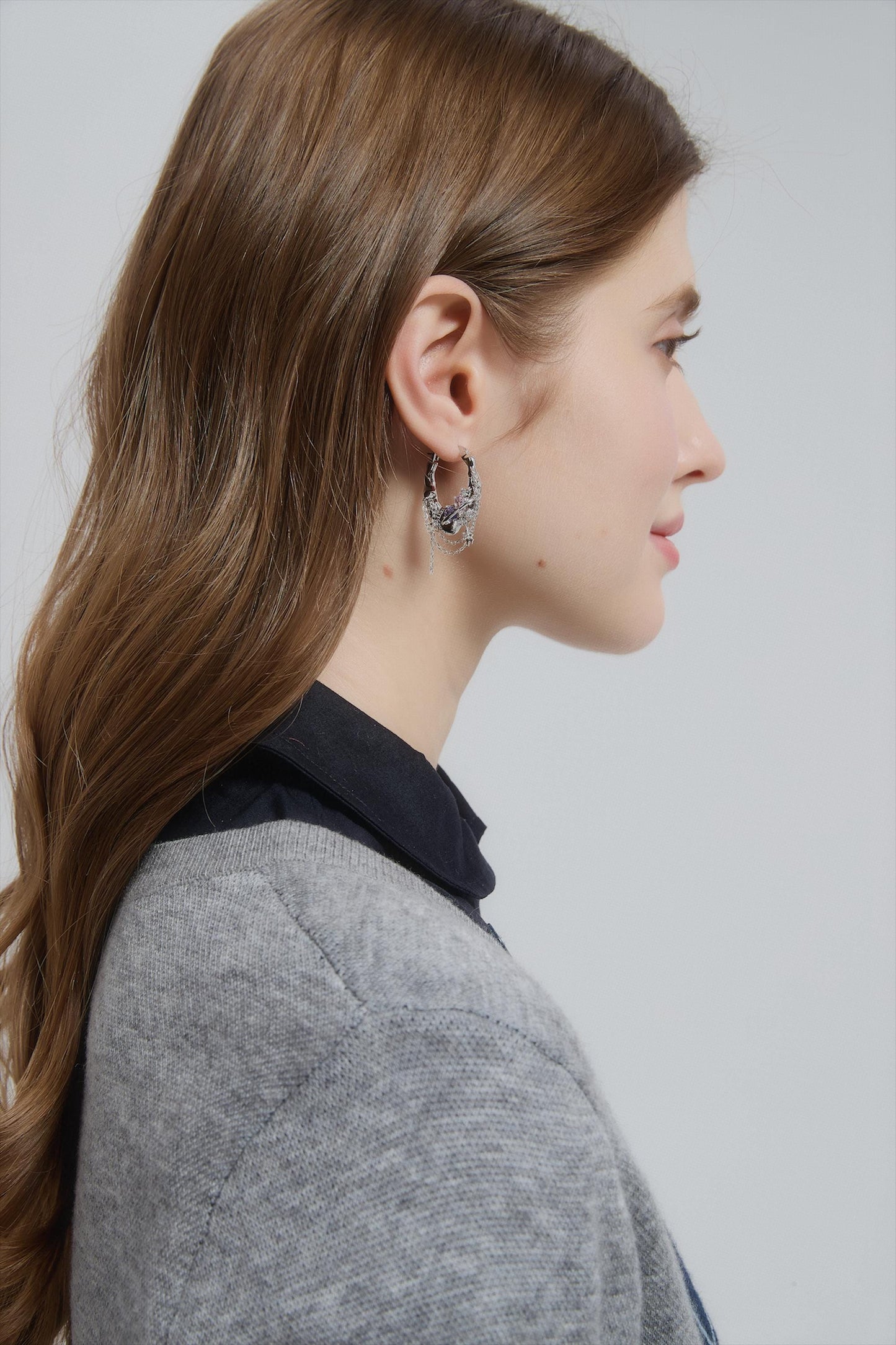 Y2K Grunge Earring Nana Punk Earrings Goth Hoop Earrings Grunge Statement Earrings Cyber Goth Rococo Aesthetic Gift for Her, Holiday Gift