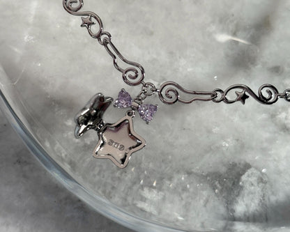 Y2k Star Locket Necklace Dreamcore Shoujo Coquette Bow Necklace Choker Angel Wings Nana Anime Accessories Indie Alternative Jewelry