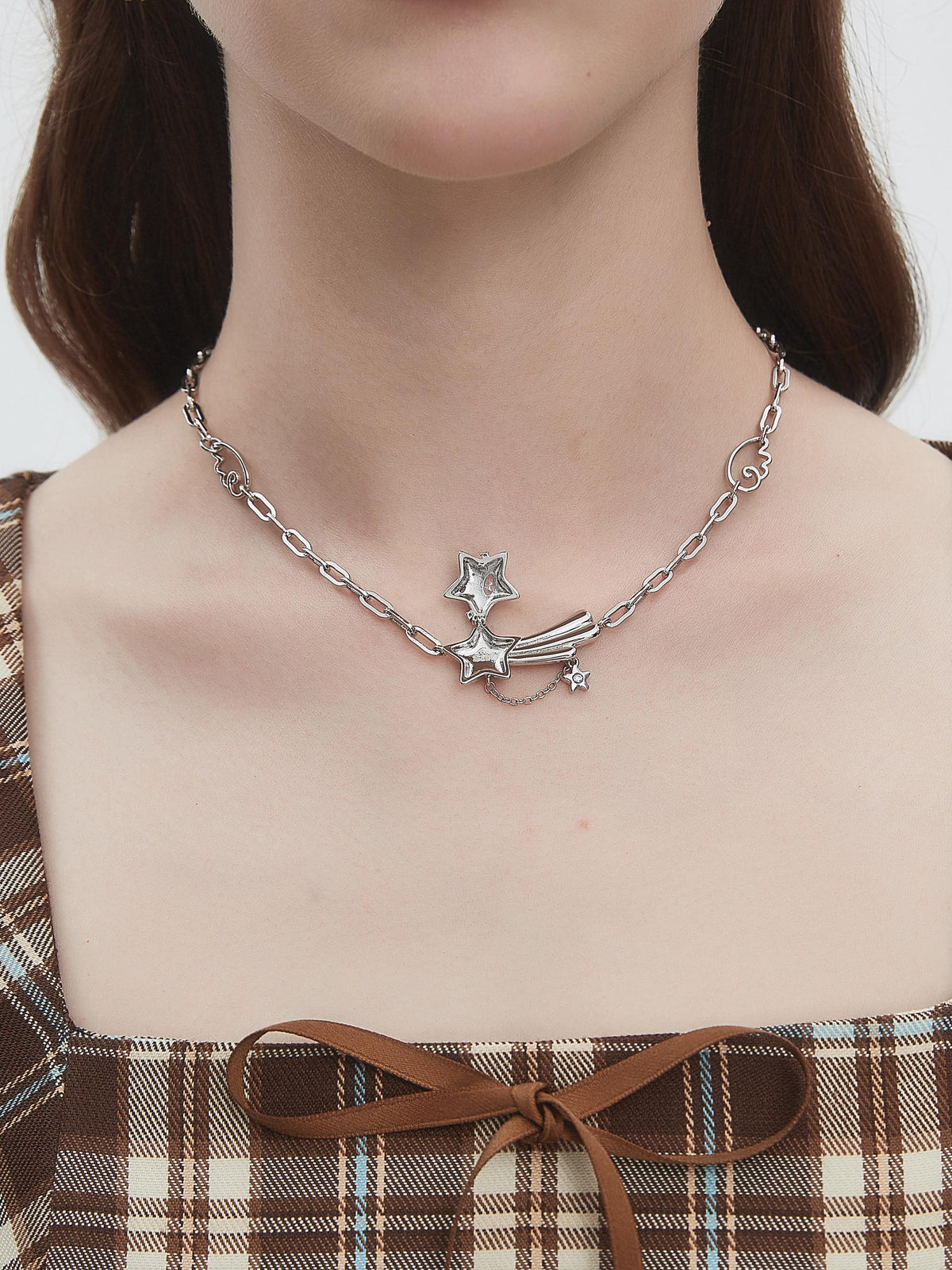 Y2K Locket Necklace Jewelry Shooting Star Choker Fairycore Shoujo Jewelry Kpop Alt
