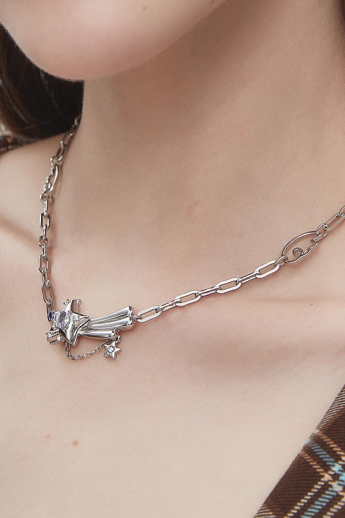 Y2K Locket Necklace Jewelry Shooting Star Choker Fairycore Shoujo Jewelry Kpop Alt