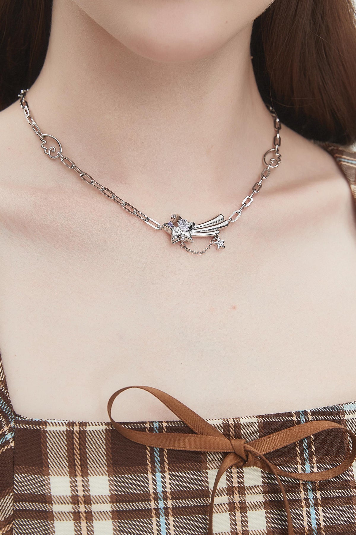 Y2K Locket Necklace Jewelry Shooting Star Choker Fairycore Shoujo Jewelry Kpop Alt