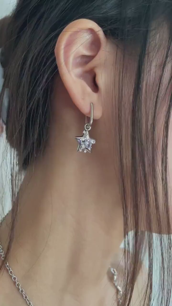 Y2K Star Hoops Grunge Purple Star Hoop Earrings Fairycore