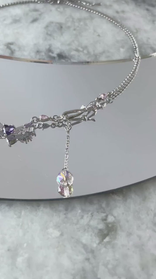 Y2k Angel Wings Necklace grunge purple heart wing Jewelry Indie Aesthetic Anime nana anime Himekaji Gal gift for her gyaru alternative