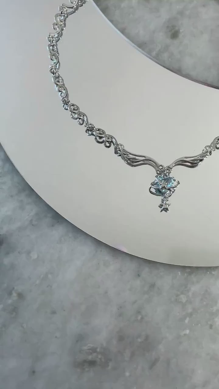 Y2k Grunge Necklace Angel Wings Choker Light Blue Orbit Grunge Necklace Alt Jewelry Acubi Nana Anime Indie Aesthetic K Pop PunkJewelry