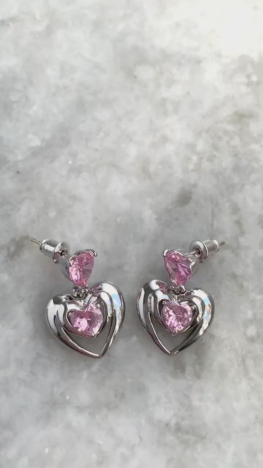 Y2K Chunky Heart Earrings, Coquette Jewelry Pink Heart, Sailor Moon Earrings, Alt Jewelry, 2000s Barbie Earrings, Gift For Her,Alt Jewelry