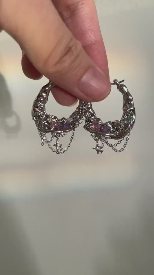 Y2K Grunge Earring Nana Punk Earrings Goth Hoop Earrings Grunge Statement Earrings Cyber Goth Rococo Aesthetic Gift for Her, Holiday Gift