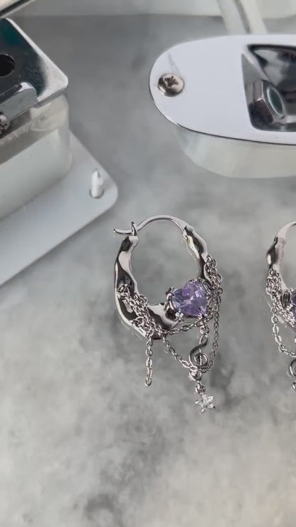 Y2K Grunge Earrings Shoujo Music Note Nana Punk Earrings Goth Hoop Earrings Gyaru Gal Cyber Himekaji Aesthetic Gift for Her Heisei Retro