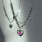 Y2k Grunge Necklace Chubby Heart Iredescent Necklace  Chunky Grunge Necklace Alt Jewelry Acubi Nana Anime Indie Aesthetic K Pop Punk Jewelry