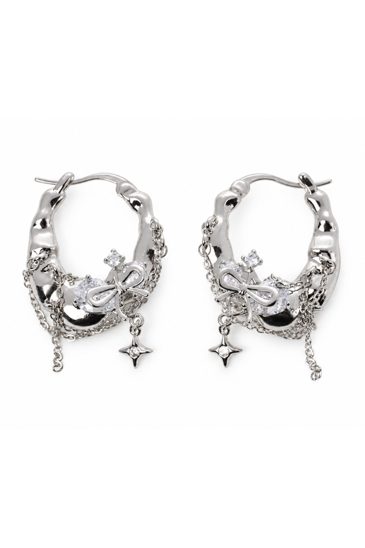 Baby Chandelier Hoop Earrings in Gleaming Silver